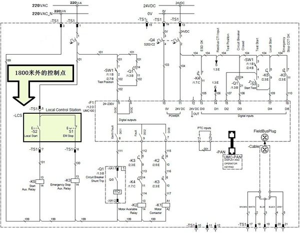 內(nèi)容提要：工作在長達(dá)數(shù)百米甚至數(shù)千米的長控制線末端的繼電器，由于線路壓降和分布電容的原因，它們的工作條件與一般回路中的控制電器不盡相同。這些繼電器的選用條件是：……==========================我們來看下圖，這張圖是ABB在中東沙漠油田中的工程實錄：圖中黃色的區(qū)域有兩個手動控制按鈕，它們位于1800米之外，它們下方的繼電器則用于本地的控制